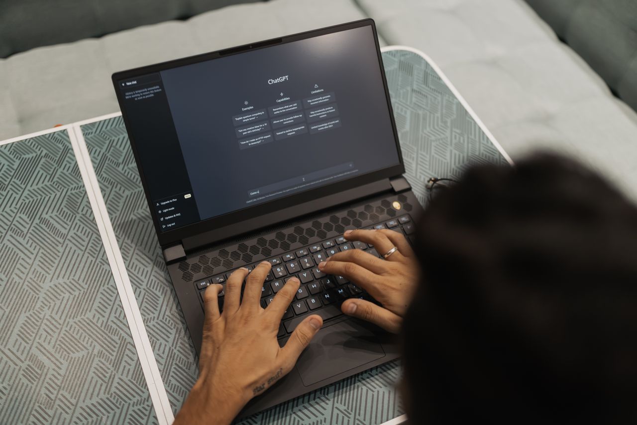 chatgpt pulled up on a laptop